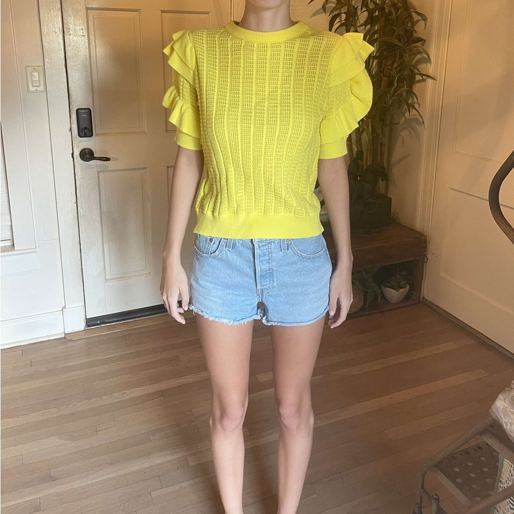 Yellow ruffle top